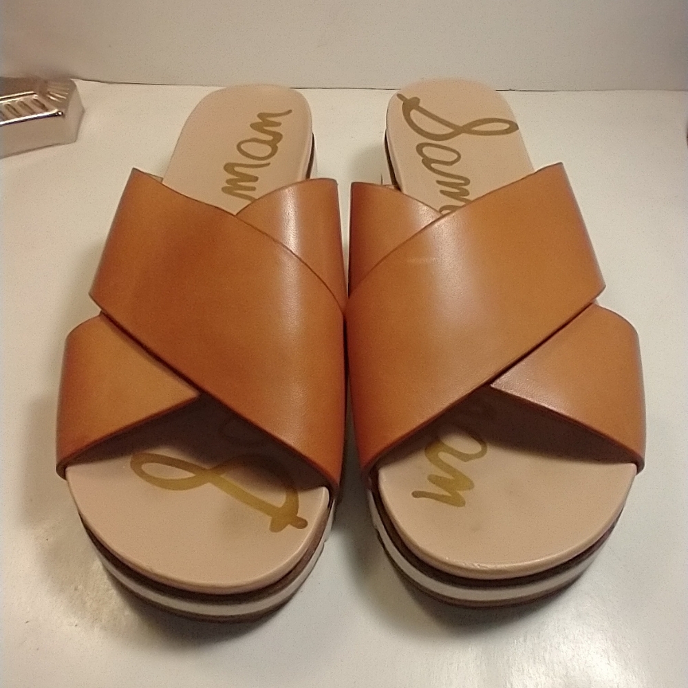 Sam Edelman Audrea Cross Strap Leather Slide Sandals Women's sz 8M. - Picture 3 of 12